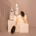 Charger l'image dans la visionneuse de la galerie, Patomia dog grooming brushes with natural Tampico bristles and beech wood handles displayed with grooming sprays
