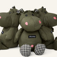Charger l'image dans la visionneuse de la galerie, Patomia Henny olive green plush hippopotamus dog toy with black and white checkered accents on ears and feet.