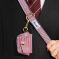 Charger l'image dans la visionneuse de la galerie, Patomia tricolore striped dog waste bag pouch with gold snap button clipped to a matching leash