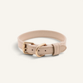 Charger l'image dans la visionneuse de la galerie, Patomia beige vegan leather dog collar made from Lignify with durable zamak metal buckle and D-ring
