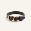 Charger l'image dans la visionneuse de la galerie, Patomia Jala black vegan leather dog collar with durable zamak metal buckle and D-ring
