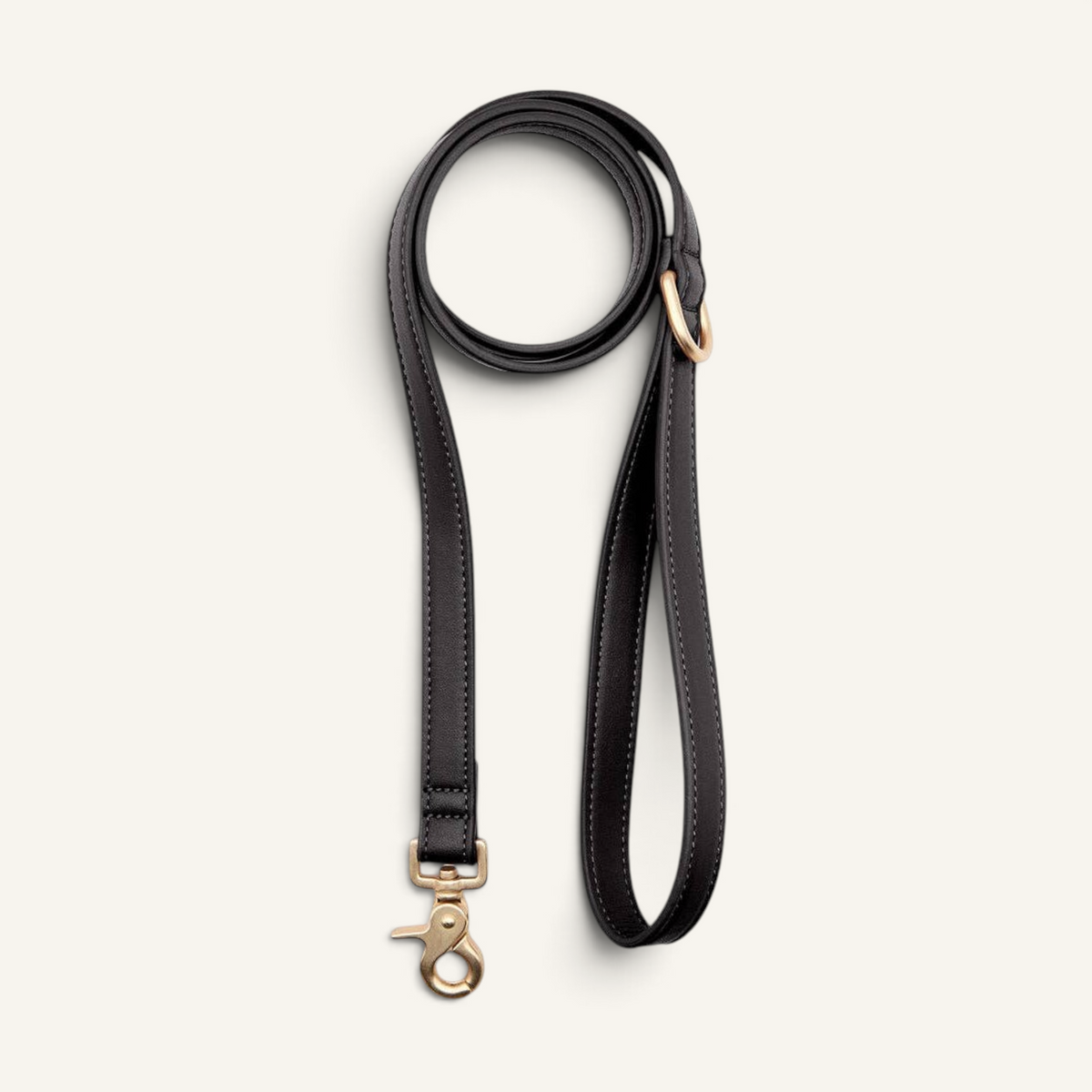 Patomia 1.4m black vegan leather dog leash with durable zamak metal hardware and reinforced stitching
