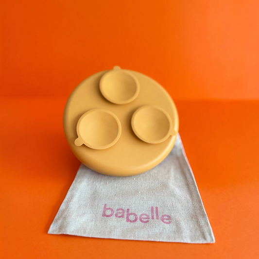 Patomia Dreamy ochre silicone lickmat for dogs with suction cups, designed for slow feeding and mental enrichment.