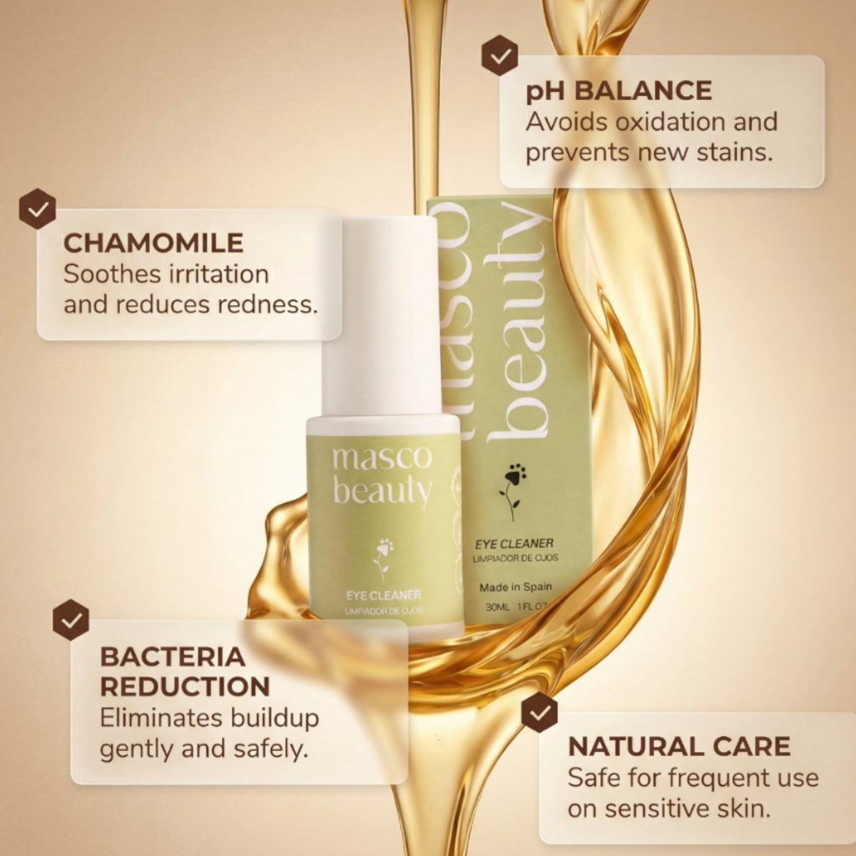 Patomia Masco Beauty natural eye cleaner for dogs and cats with chamomile and cornflower extracts for tear stains.
