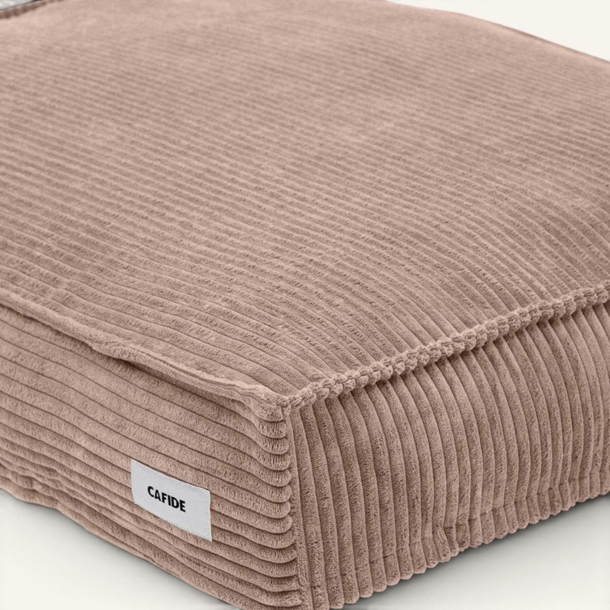 Patomia Cuadra mocha beige corduroy dog bed with a soft, removable cover and durable stitched edges.
