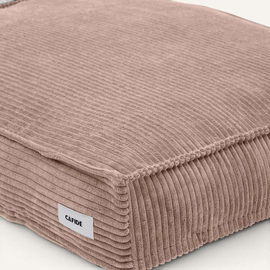 Patomia Cuadra mocha beige corduroy dog bed with a soft, removable cover and durable stitched edges.