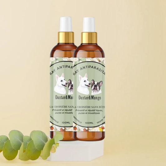 Patomia La croisière sans bête natural anti-parasite spray for dogs in a 100ml amber bottle with a white spray nozzle