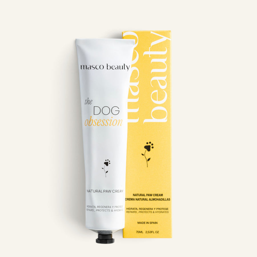 Patomia natural paw cream for dogs in a white tube and yellow box to soothe and repair dry, irritated skin.