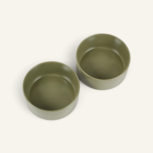 Patomia Nordog Classic green ceramic dog bowls with a minimalist design and durable finish