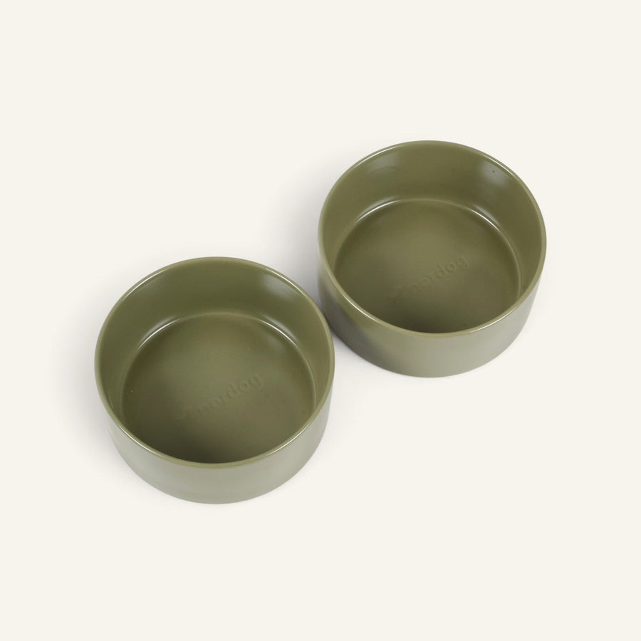 Patomia Nordog Classic green ceramic dog bowls with a minimalist design and durable finish