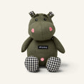 Charger l'image dans la visionneuse de la galerie, Patomia Nordog Henny olive green plush hippopotamus dog toy with black and white checkered accents
