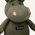 Charger l'image dans la visionneuse de la galerie, Patomia Nordog Henny olive green plush hippopotamus dog toy with soft fabric and embroidered pink cheeks
