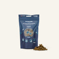 Charger l'image dans la visionneuse de la galerie, Patomia Plancton tuna fish treats for dogs and cats in a blue resealable pouch with crunchy kibble pieces
